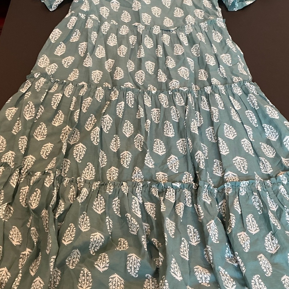 Lucky Brand Green Floral Tiered Maxi Dress Size Large Boho - Picture 2 of 7